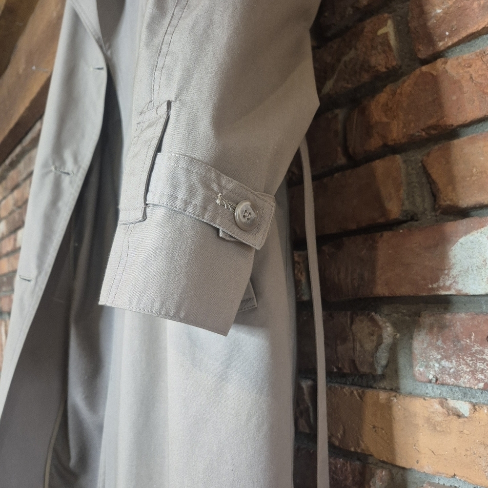 Bentley’s of London Taupe Trench Coat | Classic Double-Breasted Belted | Timeles - Picture 8 of 16